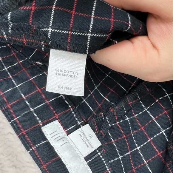 𝅺J. Jill Window Pane Plaid Pants Navy Blue Red White Sz 10 - Picture 5 of 8